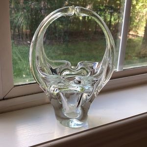 Murano Hand Blown Glass Basket Ashtray Vintage Made in Italy